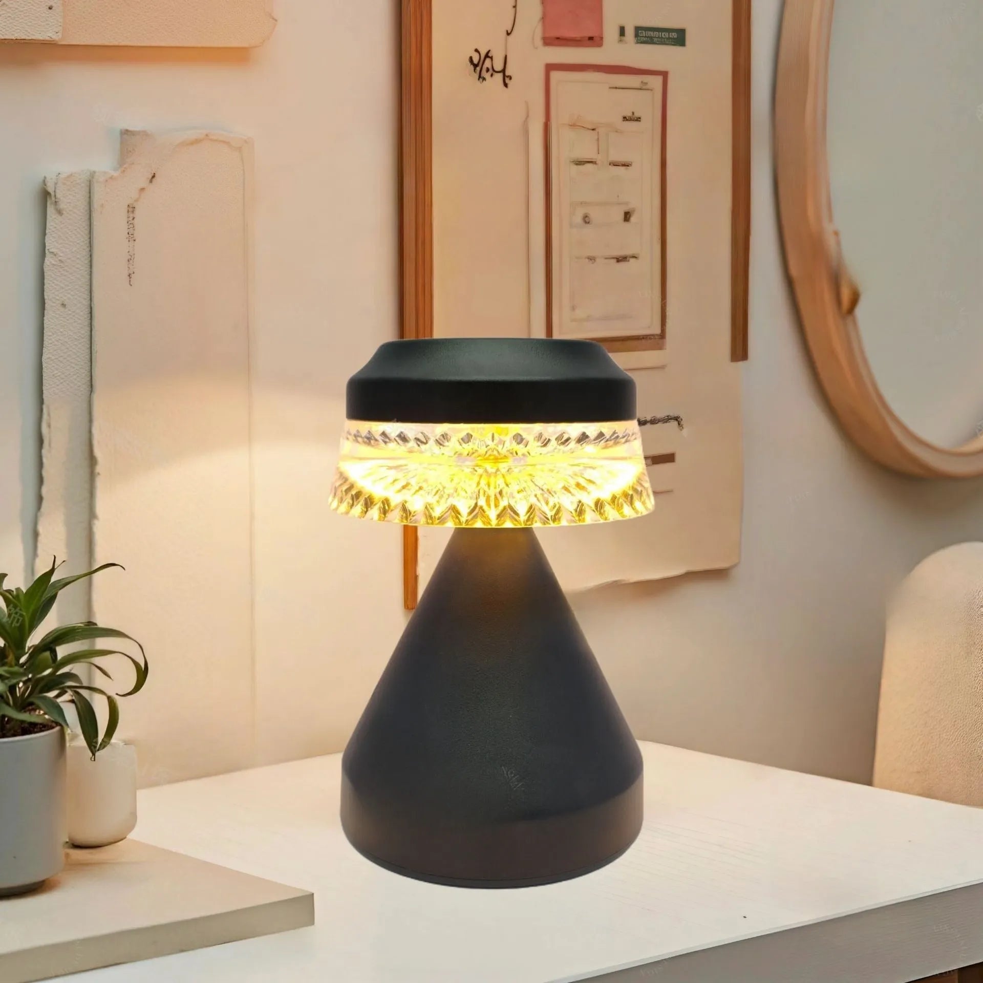 Creative LED charging night lamp in black, brown, or orange with three-colour dimming