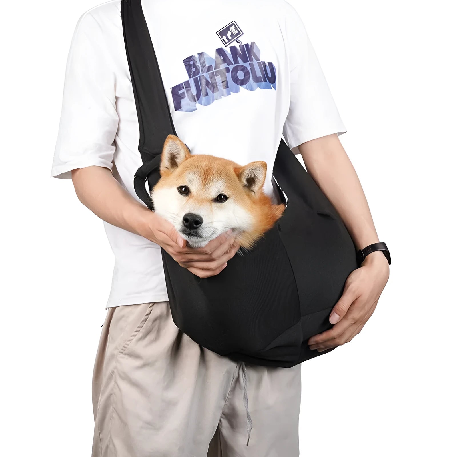 Soft polyester dog carrier bag with adjustable shoulder strap in multiple colour options