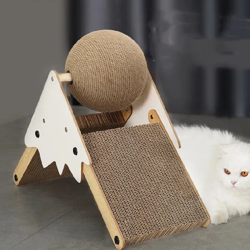 Cat grasping ball toy sisal scratch board 45x20x35cm simple style snow mountain colour