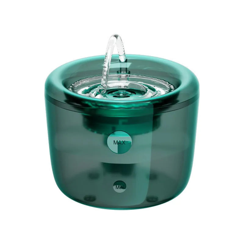 Automatic circulating pet water fountain for dogs and cats, USB powered, in gray or green, large capacity water feeder