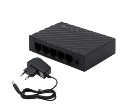 5-port Gigabit Ethernet switch in black EU finish for home networking