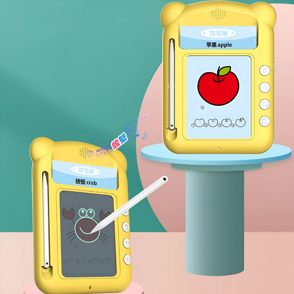 Yellow Creative Stick Figure Early Learning Machine V3 with educational bilingual cards