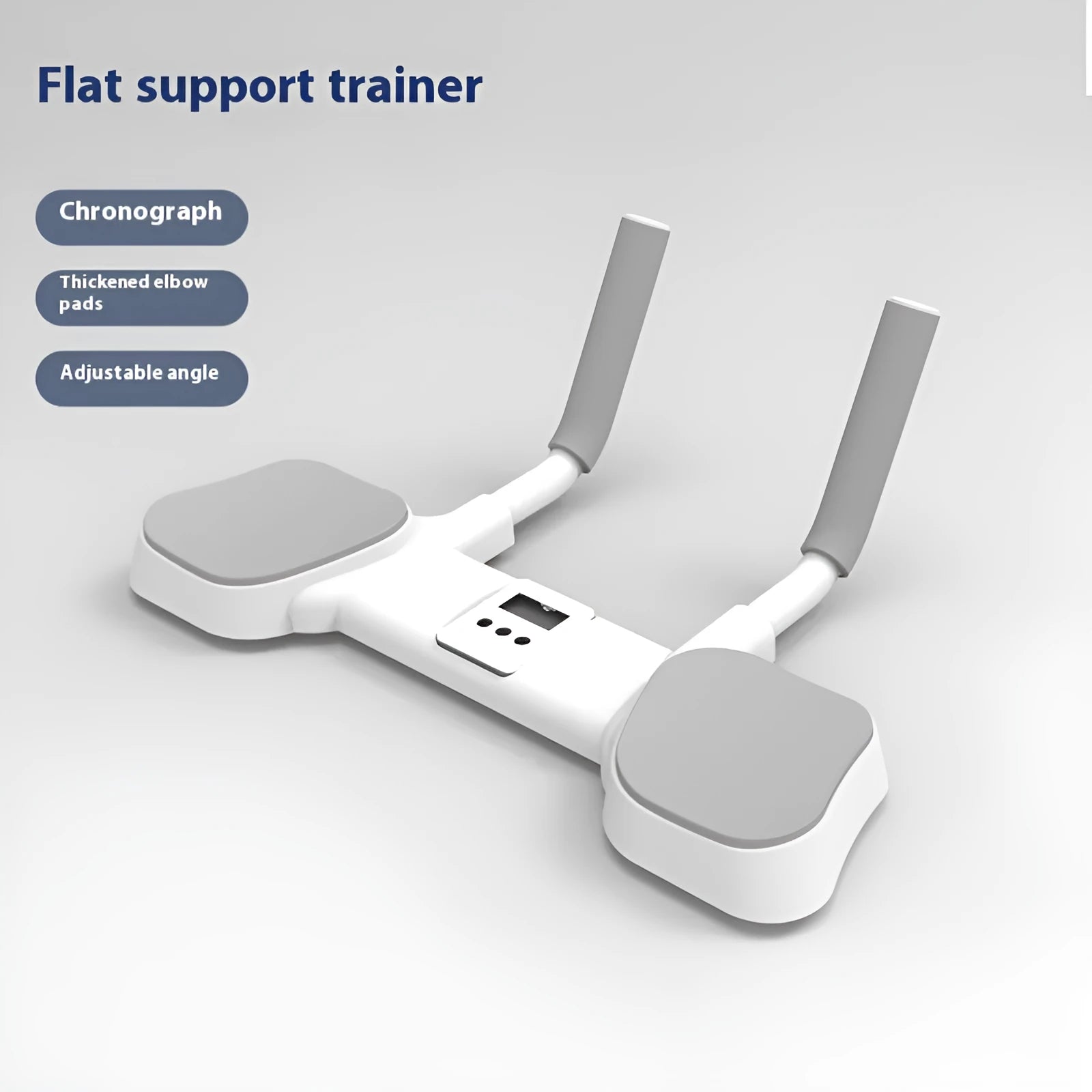 White flat support trainer with alloy aluminium tube frame and ABS plastic components on household surface