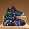 Men's high top basketball shoes in graffiti colour blocking with breathable upper and non-slip rubber outsole