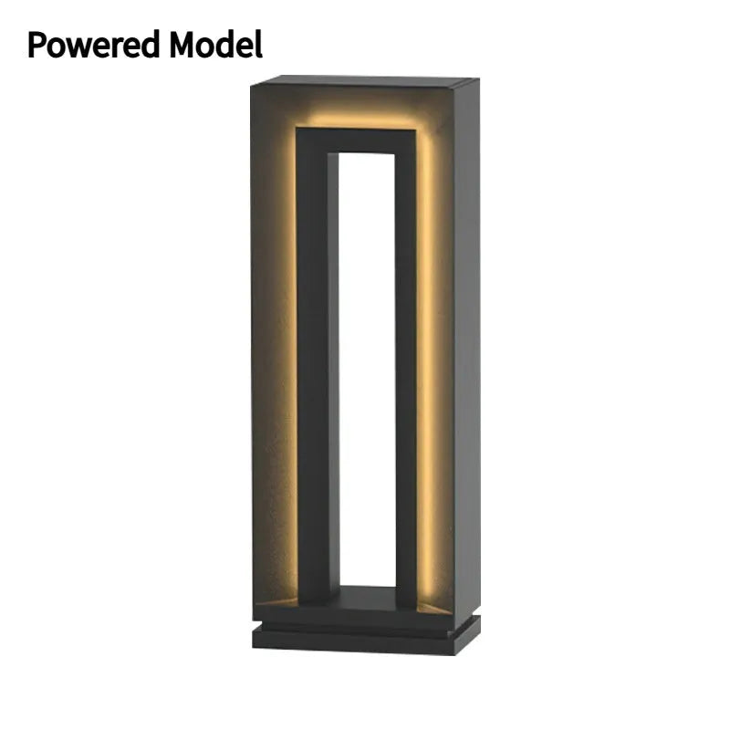 Square geometric design outdoor garden lamp with solar panel and 62cm height