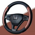 Black non-slip leather car steering wheel cover, universal 38cm fit, sporty style