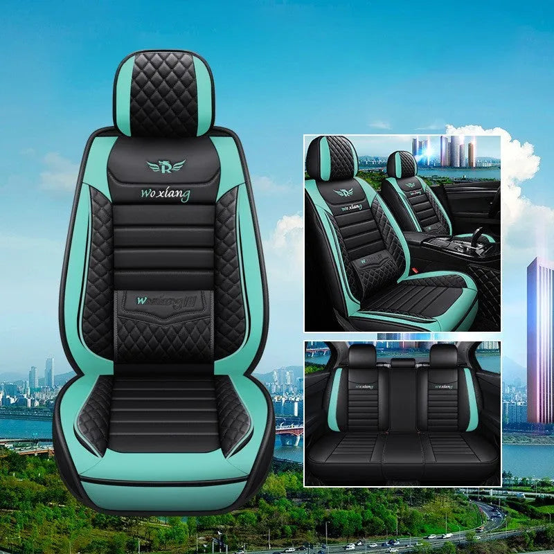 Red leather car seat cushion with high elastic sponge filling, shown on a car seat.