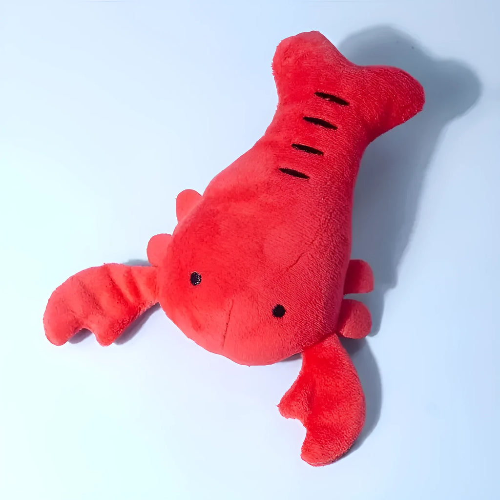 Red crab lobster stuffed dog toy with squeaker for small and medium dogs