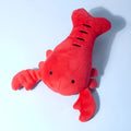 Red crab lobster stuffed dog toy with squeaker for small and medium dogs