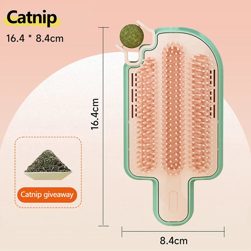 Ice cream shaped cat rubbing toy made from white PP plastic with textured surface for pet grooming