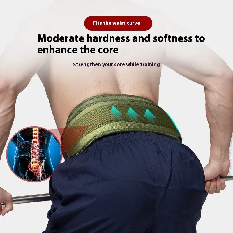 Strong EVA waist support hard pull squat weight lifting belt in green for adults