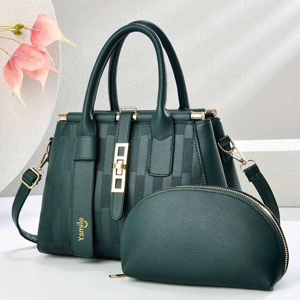 Round black PU crossbody shoulder bag with a polyester lining, shown with dimensions 28x13x20cm