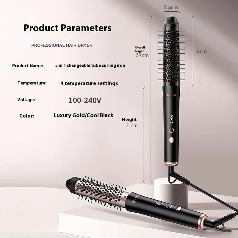 Automatic large wave hair curler in rose gold or black with three included headbands