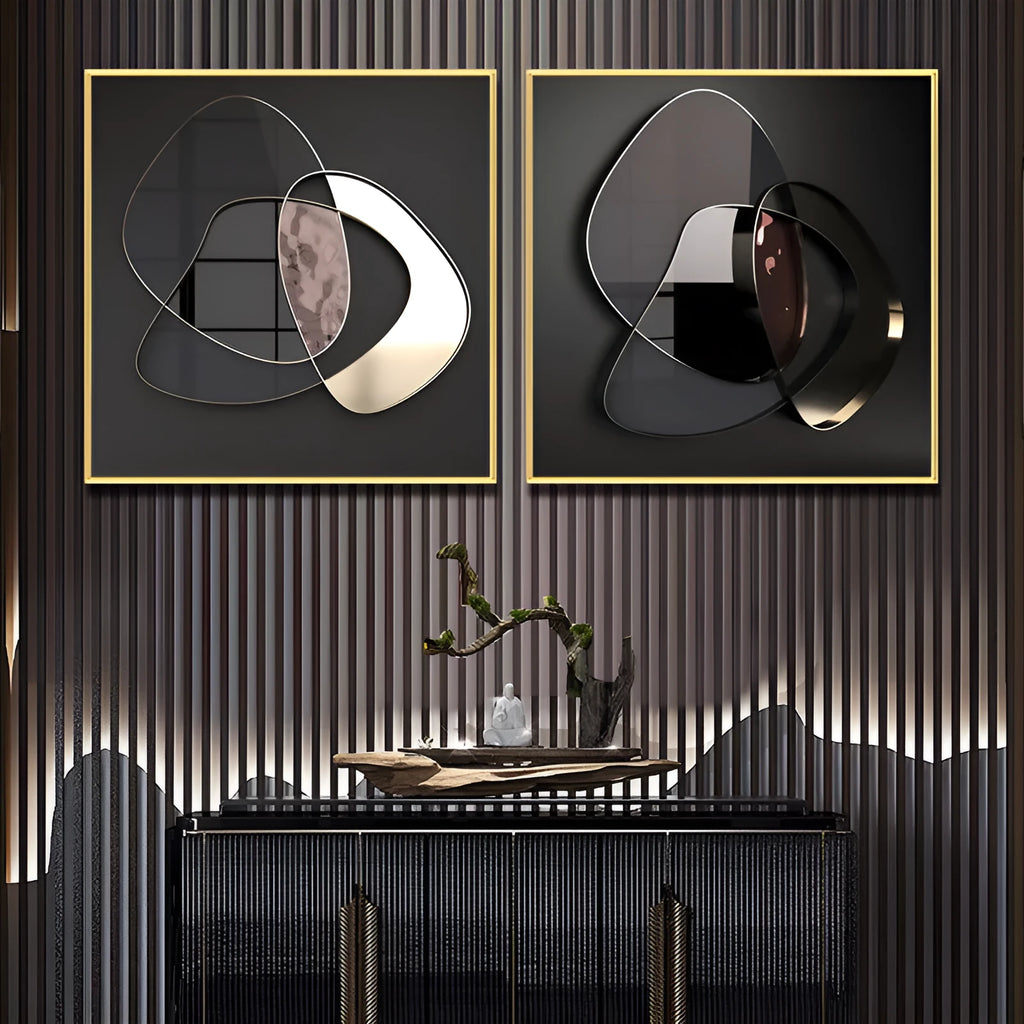 Modern abstract 3D metal wall art canvas painting frameless spray painting oil on canvas square 50x50cm