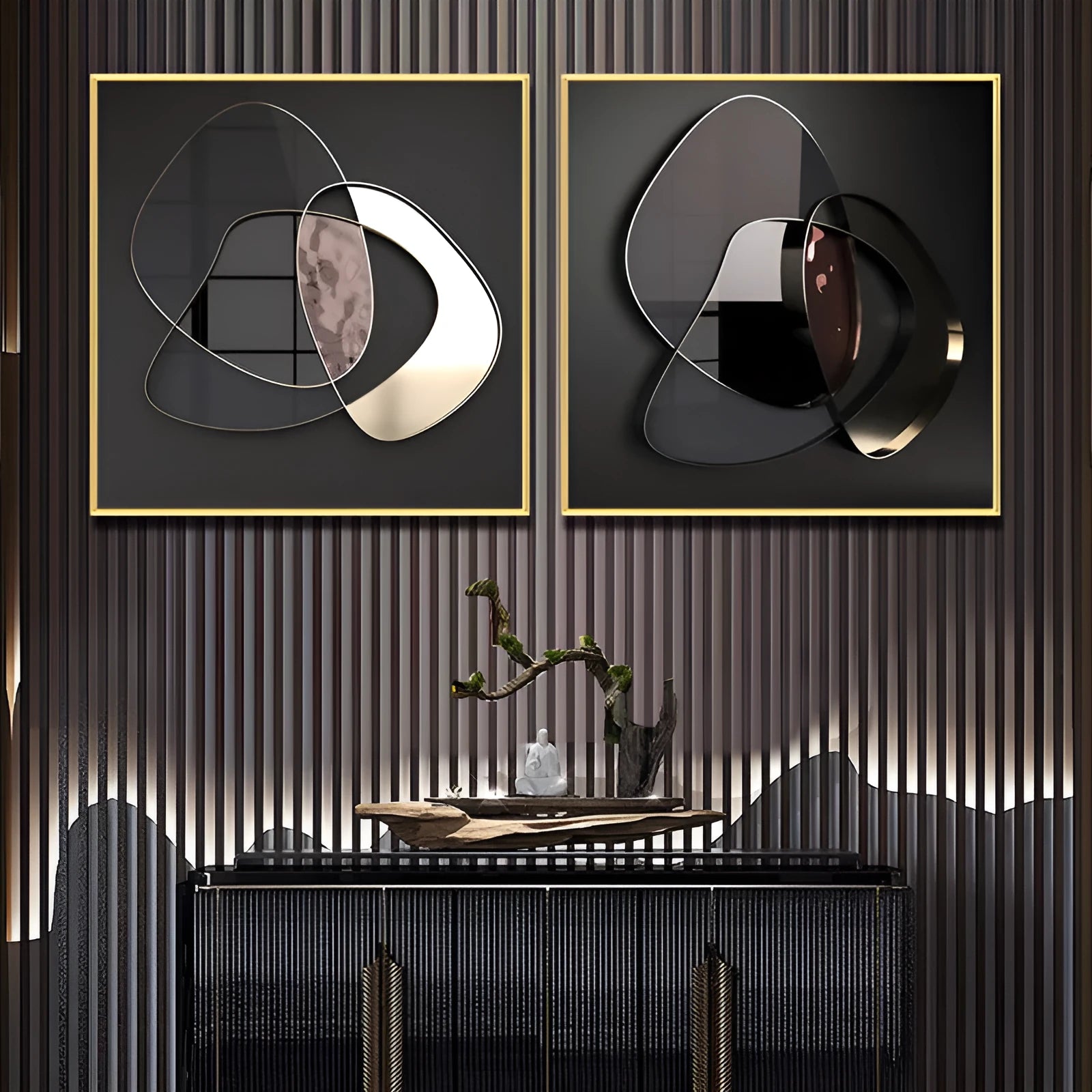 Modern abstract 3D metal wall art canvas painting frameless spray painting oil on canvas square 50x50cm