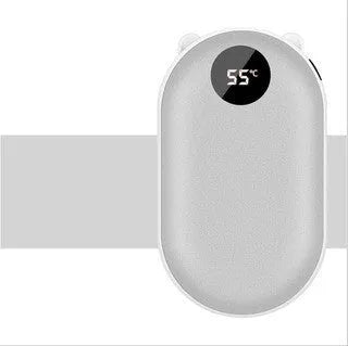 Rechargeable hand warmer and power bank with digital display in various colour options