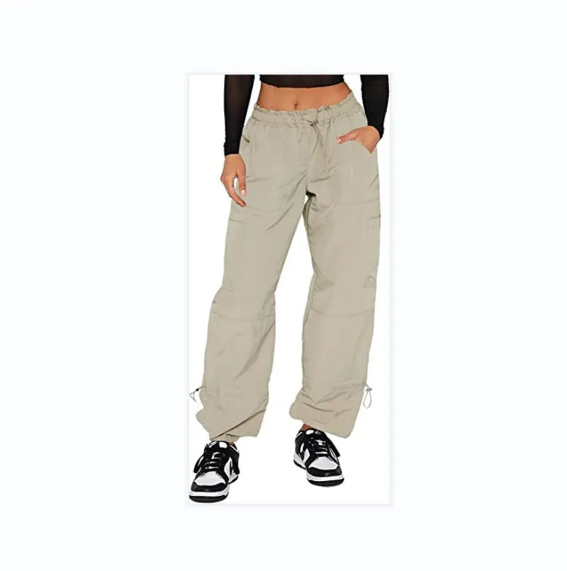 Men's straight leg cargo pants with multiple pockets in black polyester fabric
