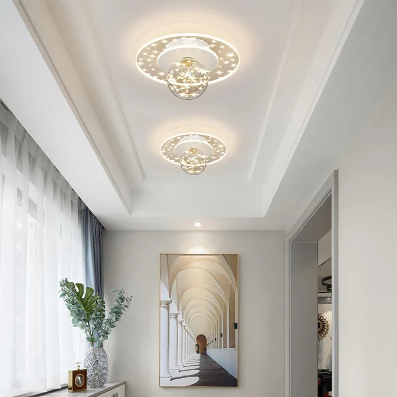 Modern simplicity corridor ceiling lamp in gold black or white with LED three-colour or white light options