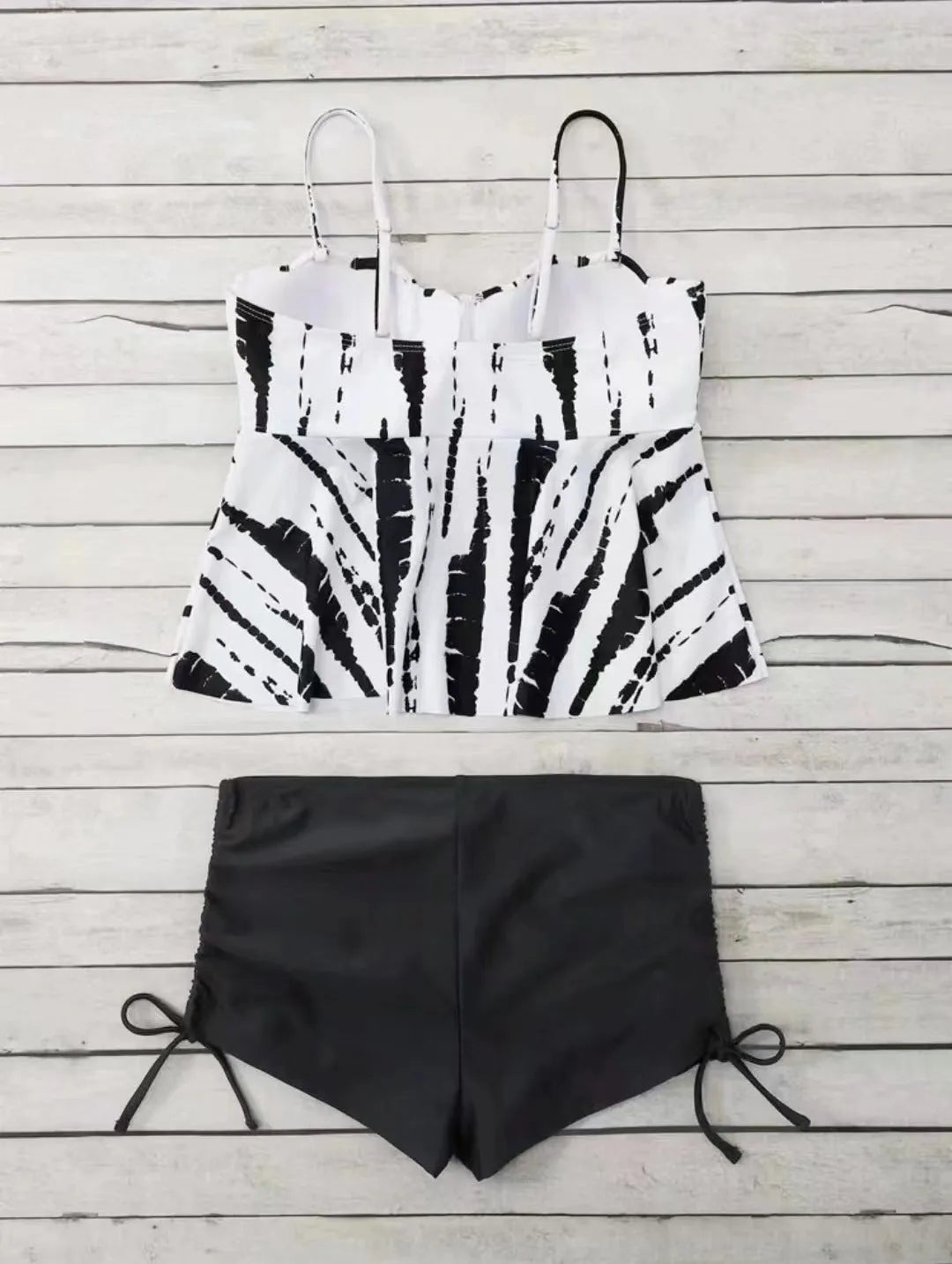 Women's hard bag printed split bikini swimsuit set in polyester fabric