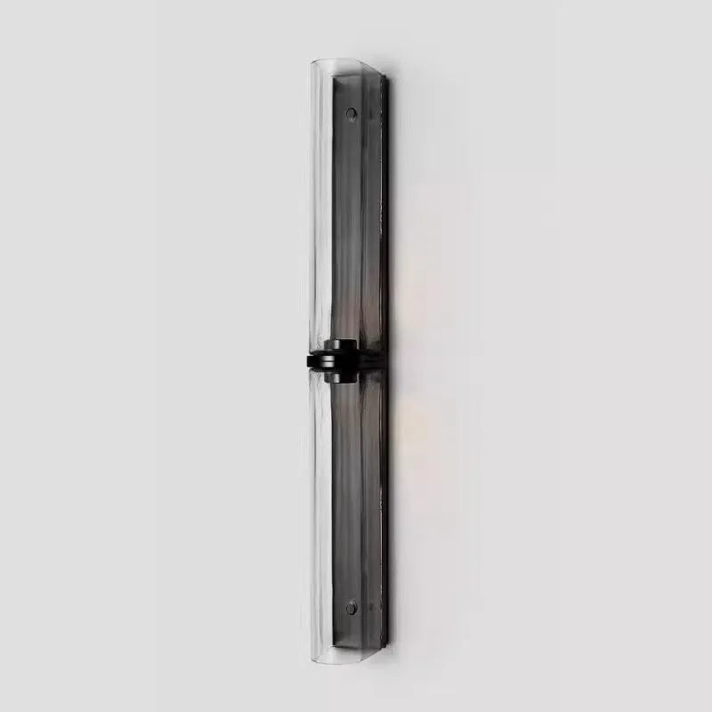 Double-headed wall lamp, copper or black ironwork with off-white or smoke grey glass, 64x610mm, 220V