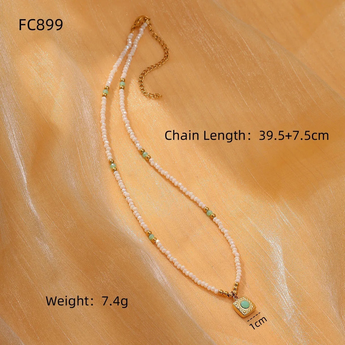 Women's sunflower colour crystal bead necklace with rhodochrosite accents, stainless steel chain, and 18K gold-plated geometry pendant.