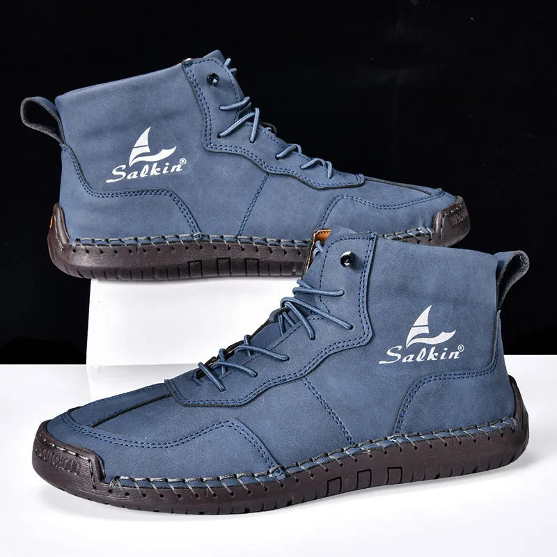 Retro high-top casual boots in multiple colours with flat rubber soles and elastic band sides