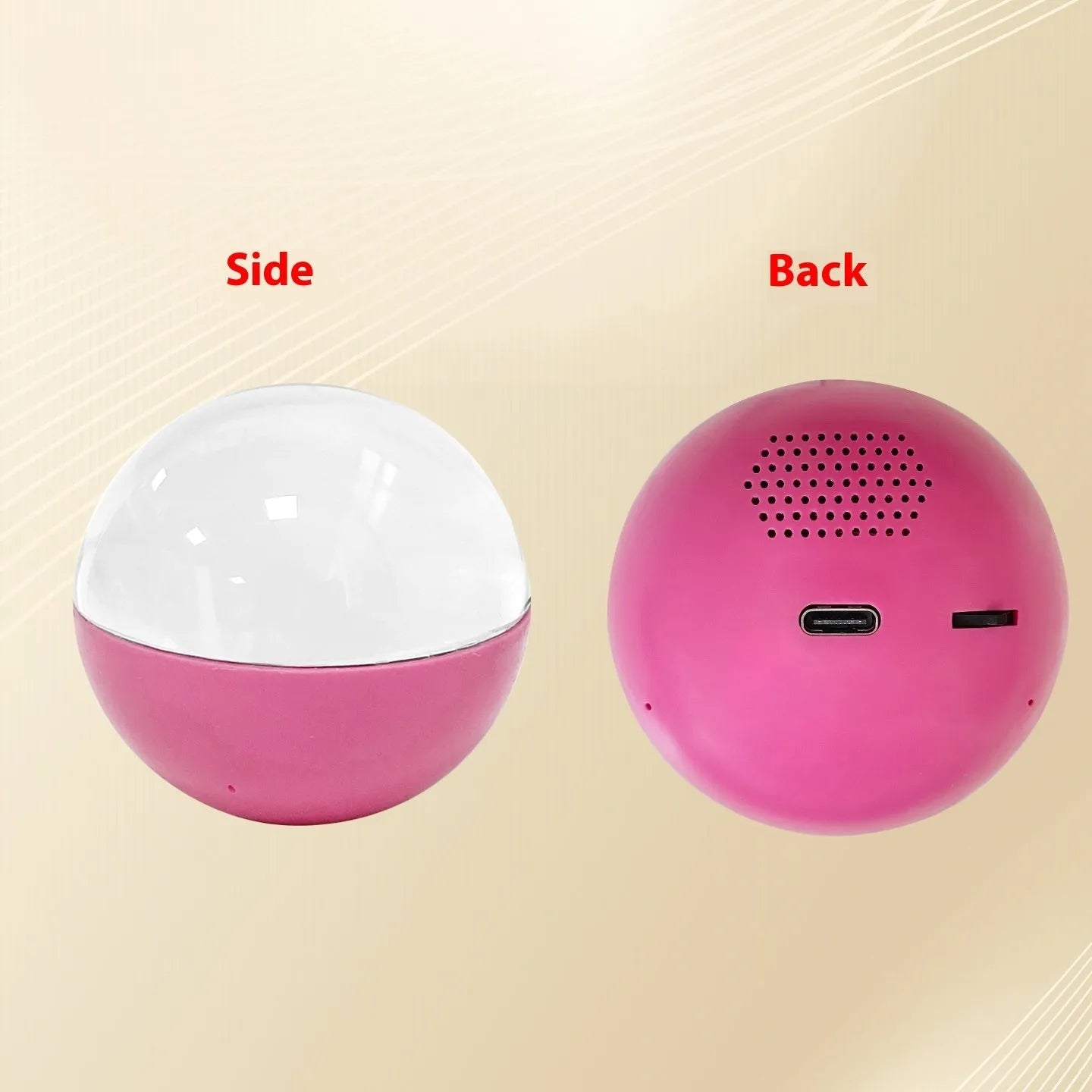 Electronic ball video player with round screen in orange, blue, white, pink, or black plastic shell