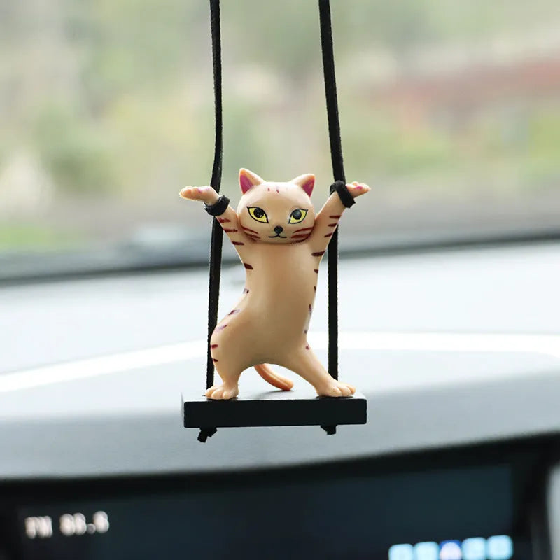 Resin cartoon cat pendant for car rear-view mirror in one of five colour options