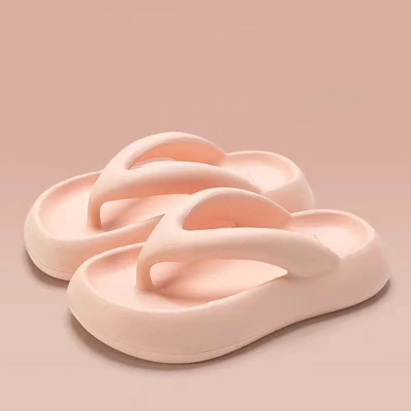Solid colour EVA flip-flops with a thick sole, bow detail, and thong strap on a plain background.