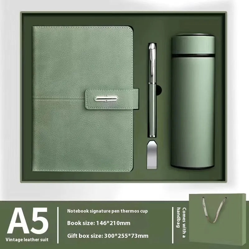 A5 notebook with PU leather cover in multiple colour options including red, green, blue and black