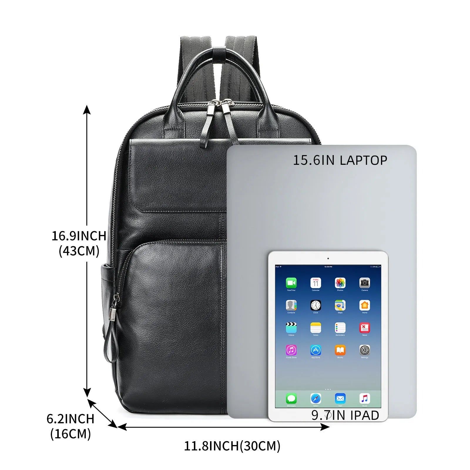 Genuine leather retro backpack in brown with visible sewing thread, waterproof and wear-resistant for daily use