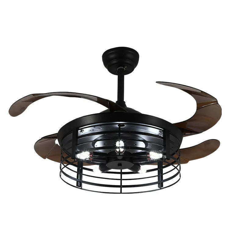 Industrial wind invisible fan lamp with American retro styling and remote control