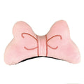 Large soft plush bow decoration for motorcycle or ski helmet in red, peach pink, or rose pink.