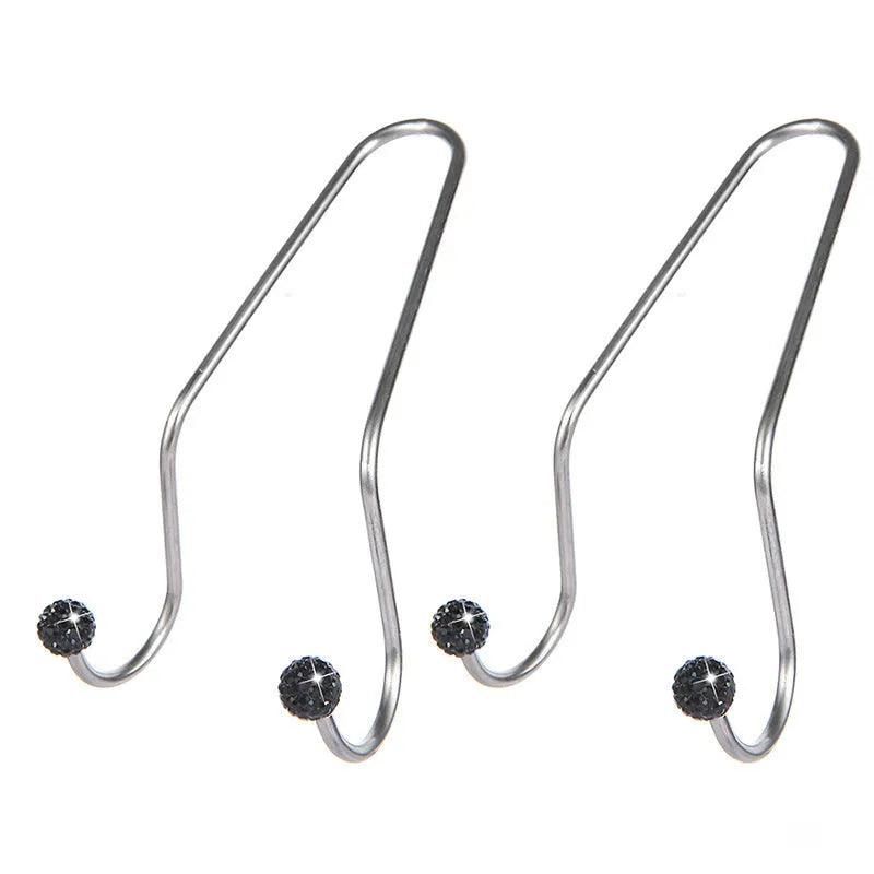 Stainless steel ball hook bracket with polymer clay and rhinestone diamond design for car seat hanging