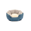 Blue octagonal pet bed with removable mat for cats and small dogs