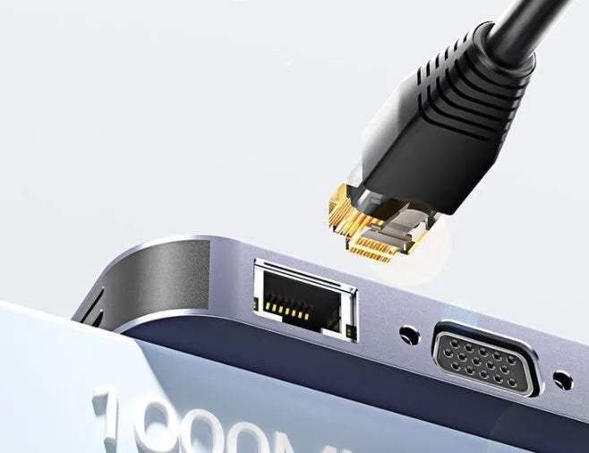 11-in-1 USB-C expansion docking station with Gigabit Ethernet port and a 20cm attached cable.
