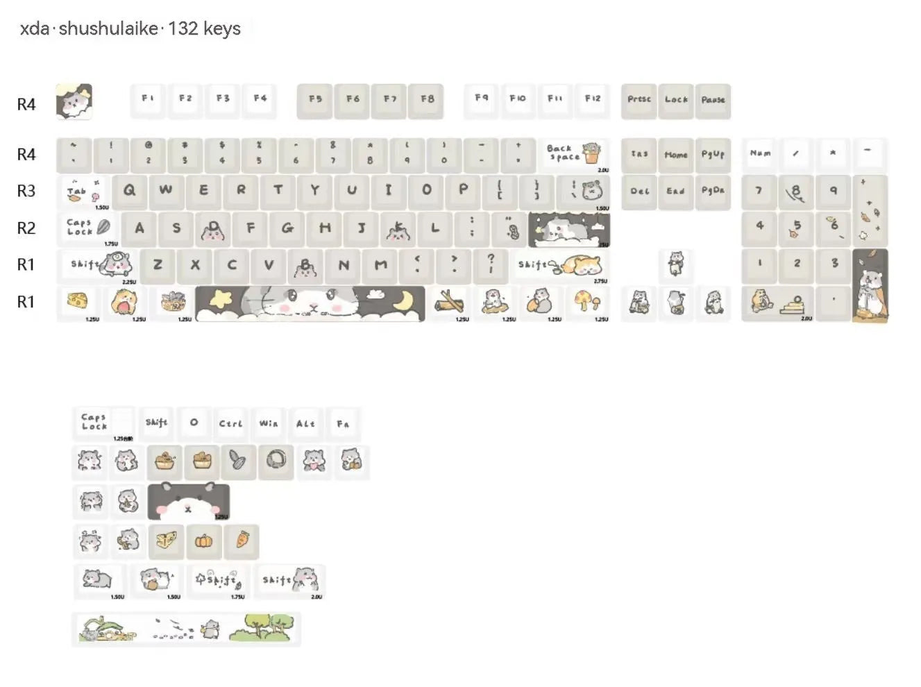Custard-coloured plastic keycap set for 68 75 98 100 key mechanical keyboards