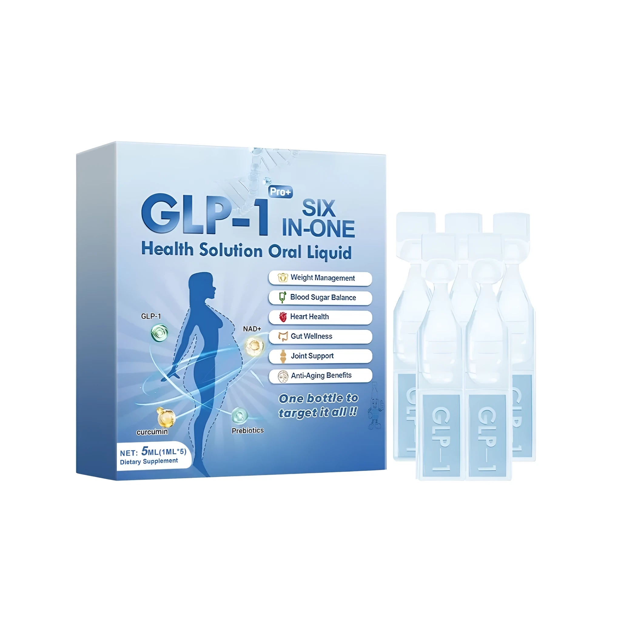 5 ml bottle of apple cider vinegar, Moringa and turmeric oral liquid supplement with dropper