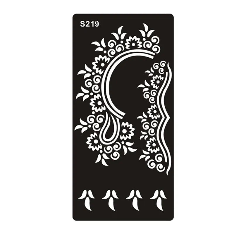 Sheet of hollow geometric pattern temporary tattoo stickers in various colours on water transfer paper.