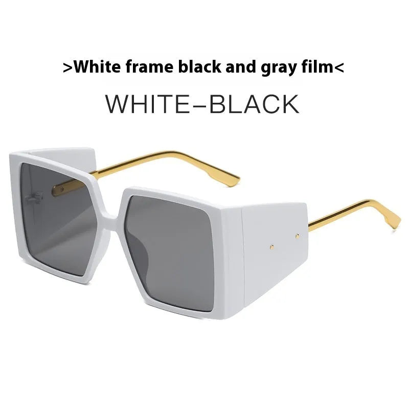 Large square frame sunglasses on a white background showing available colour options.