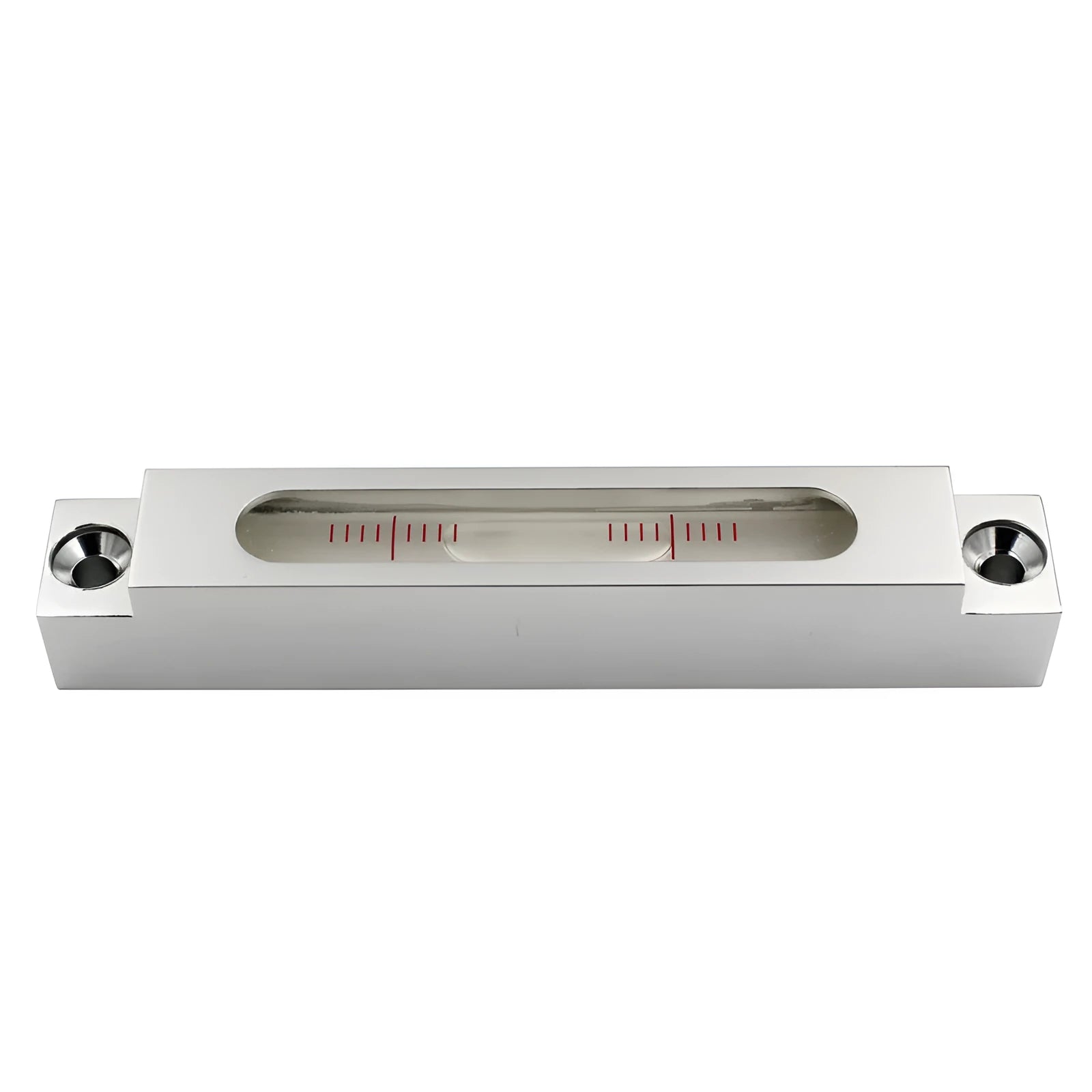 Compact metal and glass spirit level for machine tool and decoration measurement.
