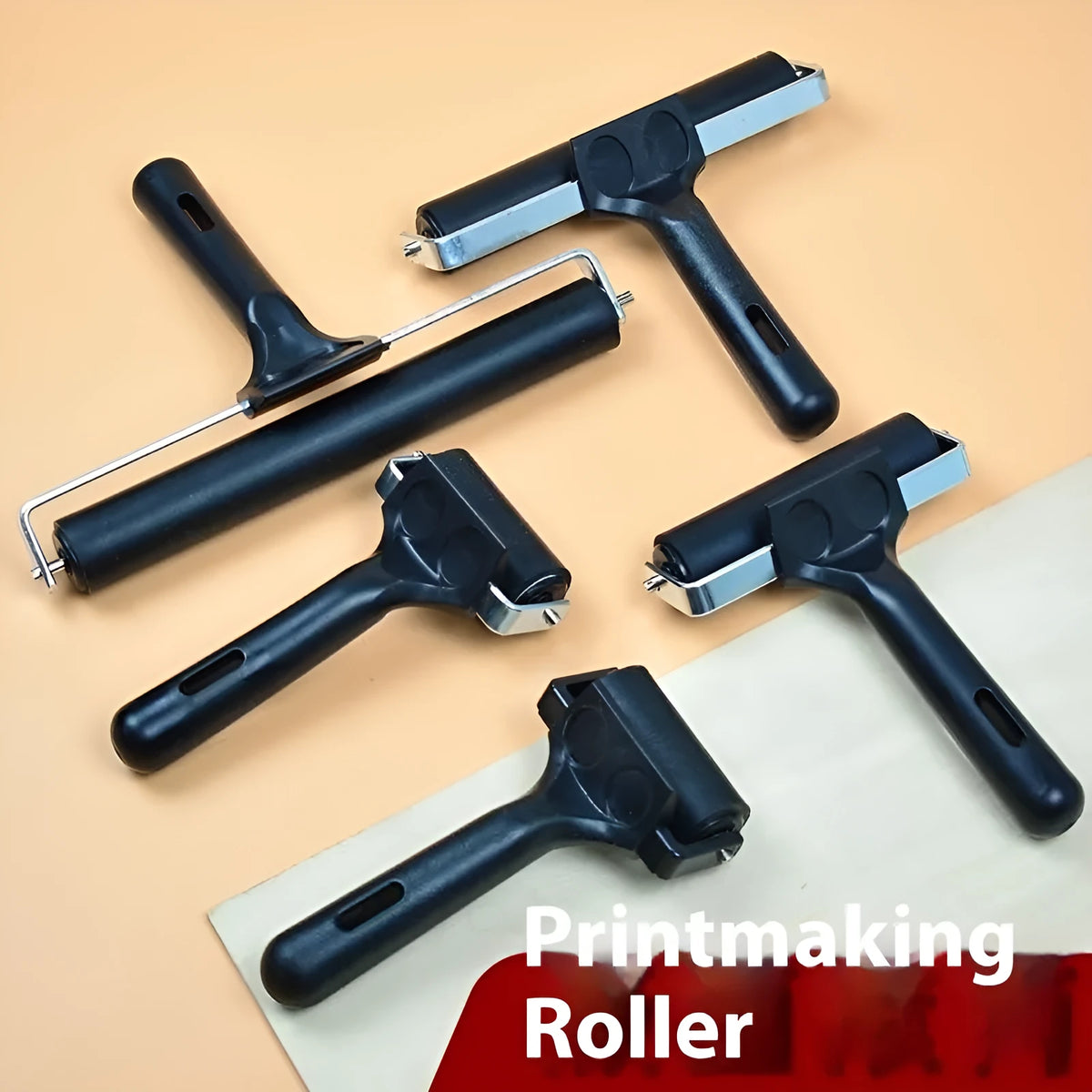 6cm black rubber paint roller brushing tool with metal bracket for smooth even paint coverage
