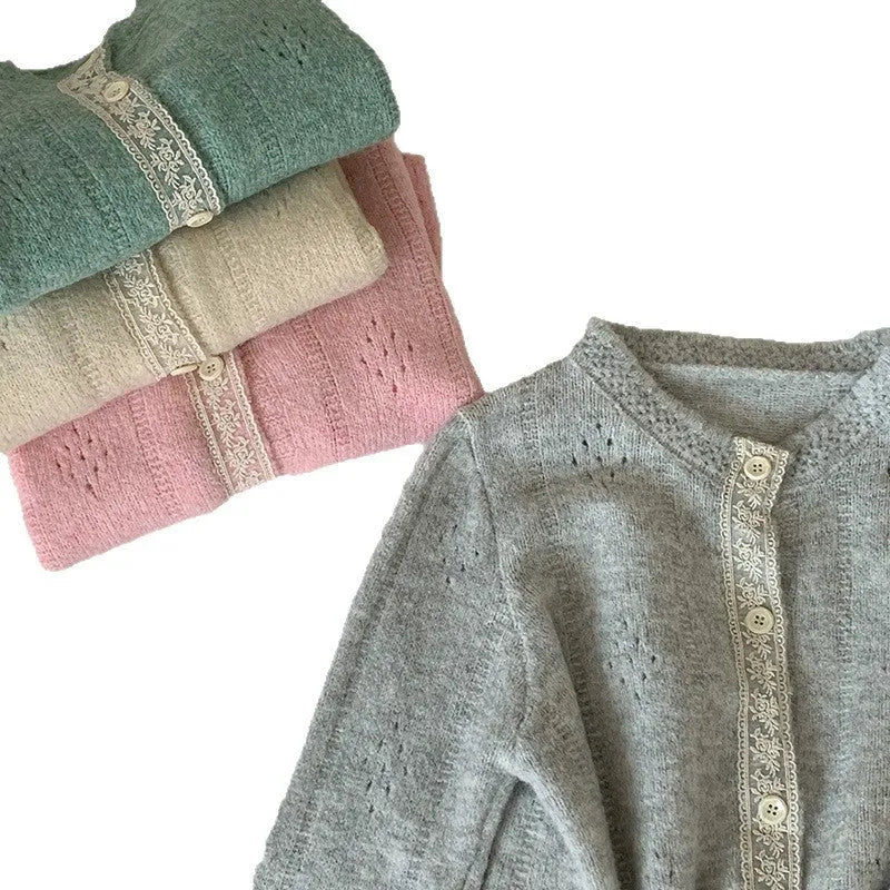 Korean art retro sweater coat in viscose fibre with loose fit, shown in apricot colour option