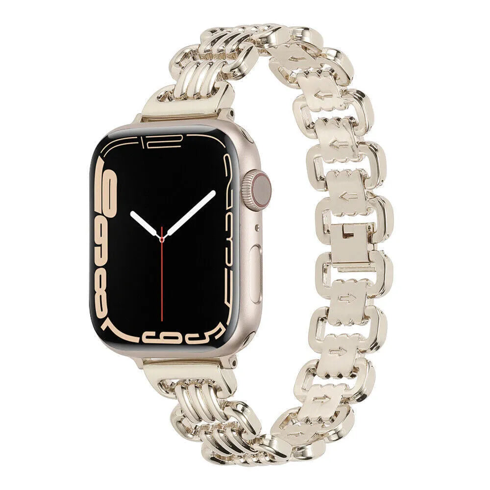 Alloy metal ladies watch bracelet for Apple Watch in silver, black, gold, rose gold and starlight colours