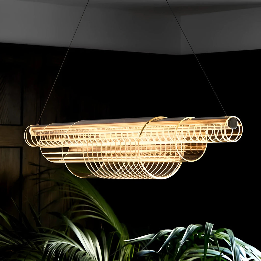Modern glass pendant lamp with iron body for restaurant ceiling lighting