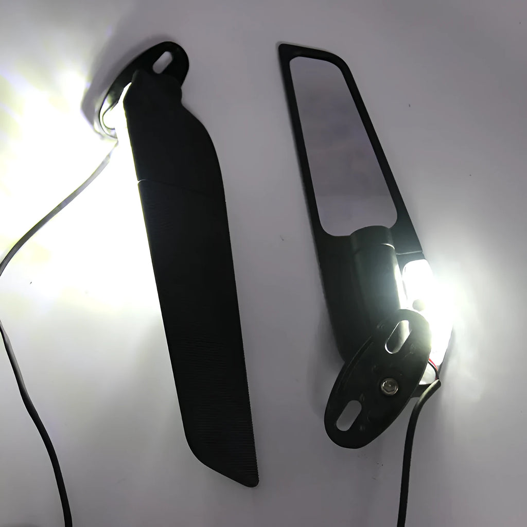 SH-620-5 motorcycle reflector rearview mirror with yellow light, aluminium alloy construction