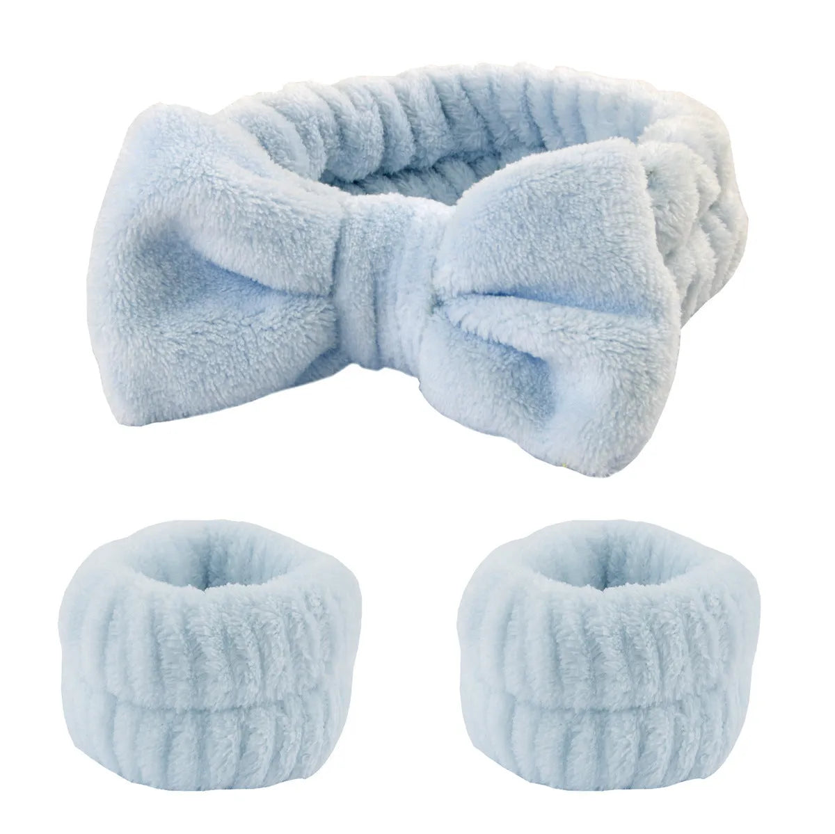Coral velvet wrist washband in white, pink, light blue, grey, or lavender for face washing