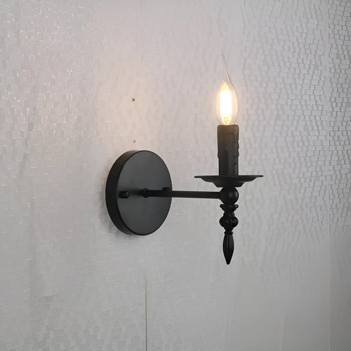 American retro small iron wall lamp with candle holder for hallway stairs indoor aisle