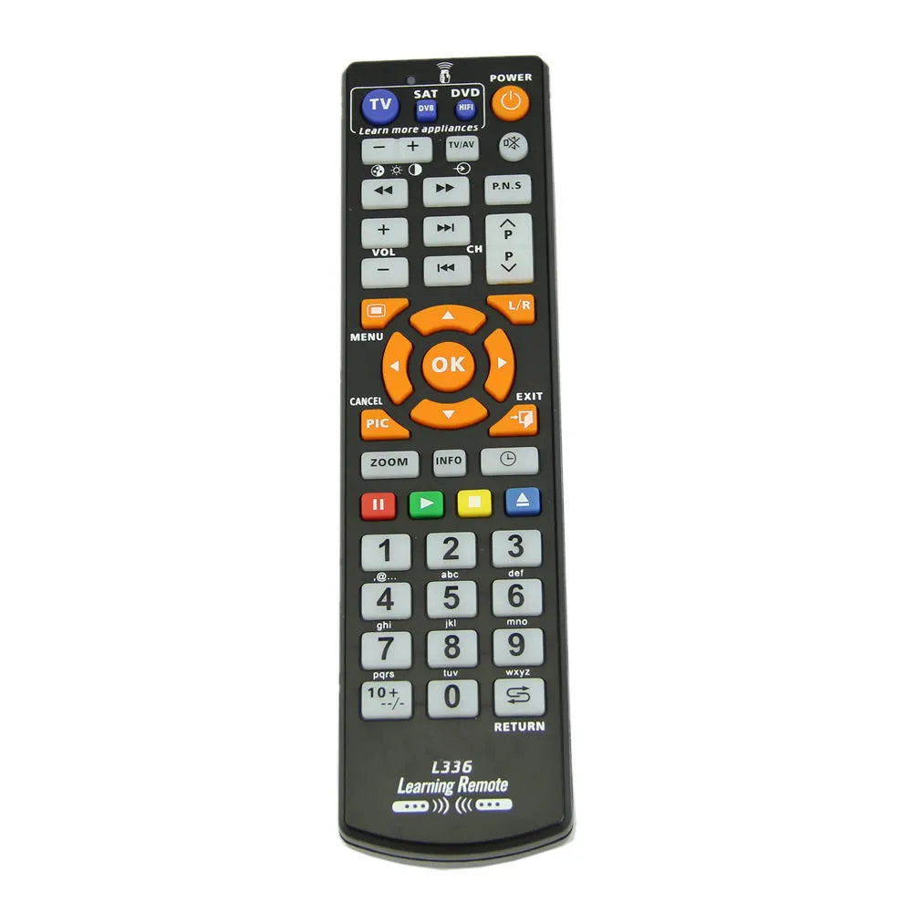 Black L336 learning remote control with full key programming and 8 metre infrared range
