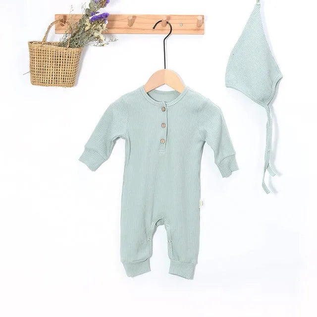 Cotton denim baby jumpsuit for newborn girls, long sleeve, autumn winter outfit, available in multiple colours